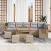 Ensemble de canapés de jardin 10 pièces avec coussins beige en poly rotin, Ensemble de salle à manger extérieur 4 pièces 3363202