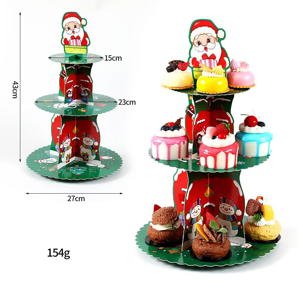 Christmas Paper Cupcake Packaging Box, Cup Box, Dessert Rack, Multi-layer Packaging Box Decoration