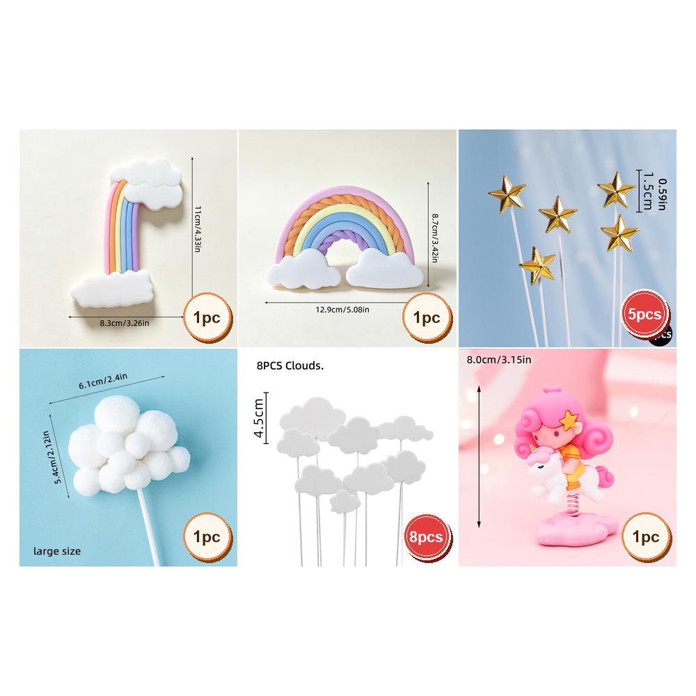 Unicorn Rainbow Cake Topper - Pink Cartoon Decoration for Children's Birthday Party