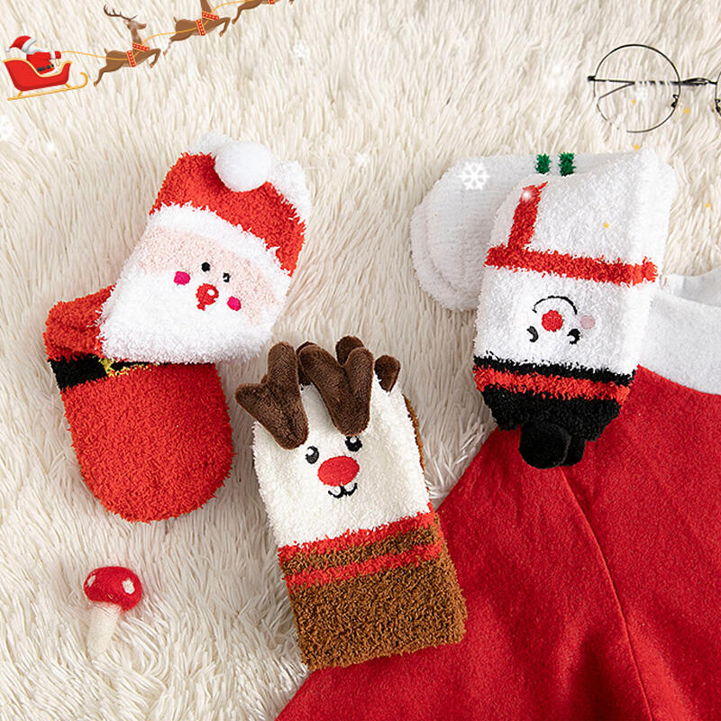 Warm Christmas Santa Sleep Socks Winter Microfiber Fleece
