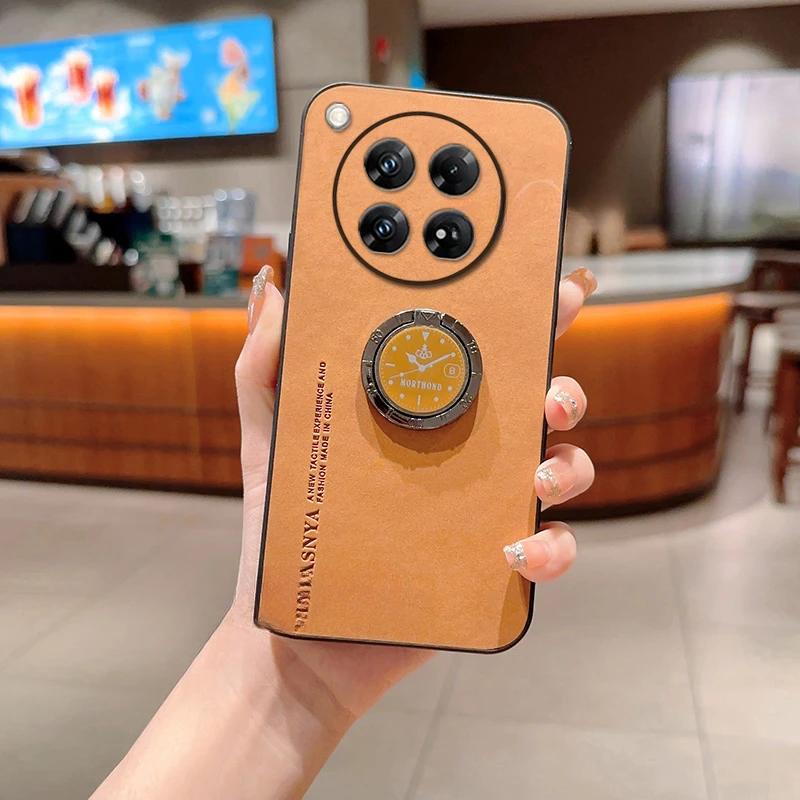 For OPPO Realme GT 7T Sheepskin Leather Magnetic Ring Stand Holder Case For OPPO Realme GT 7T Camera Lens Protection Phone Cover