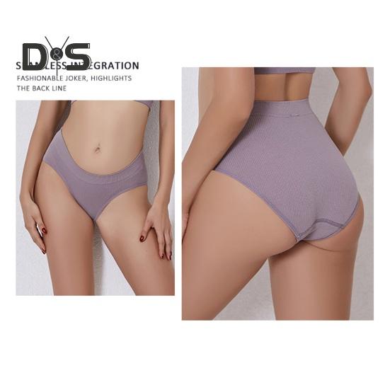 Women Panties Solid Color Elastic Mid Waist Seamless Thin Thread Soft Anti Septic Breathable Intimate Clothes Lady Underwear Briefs