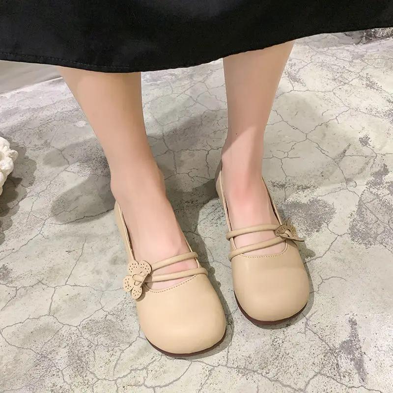Fashion Ladies Footwear Leather Casual Office With Heel Beige Moccasins Young Popular Elegant and Fashionable 39 Shoe Women's Flat Shoes