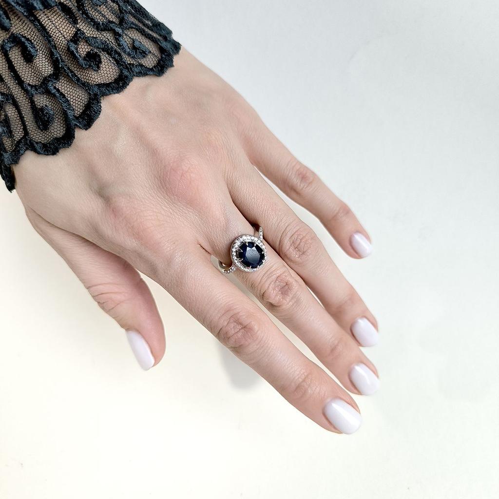 Silver Ring with Natural Sapphire 3.81ct, Cubic Zirconias, Item Weight 3.62 G (2173953)