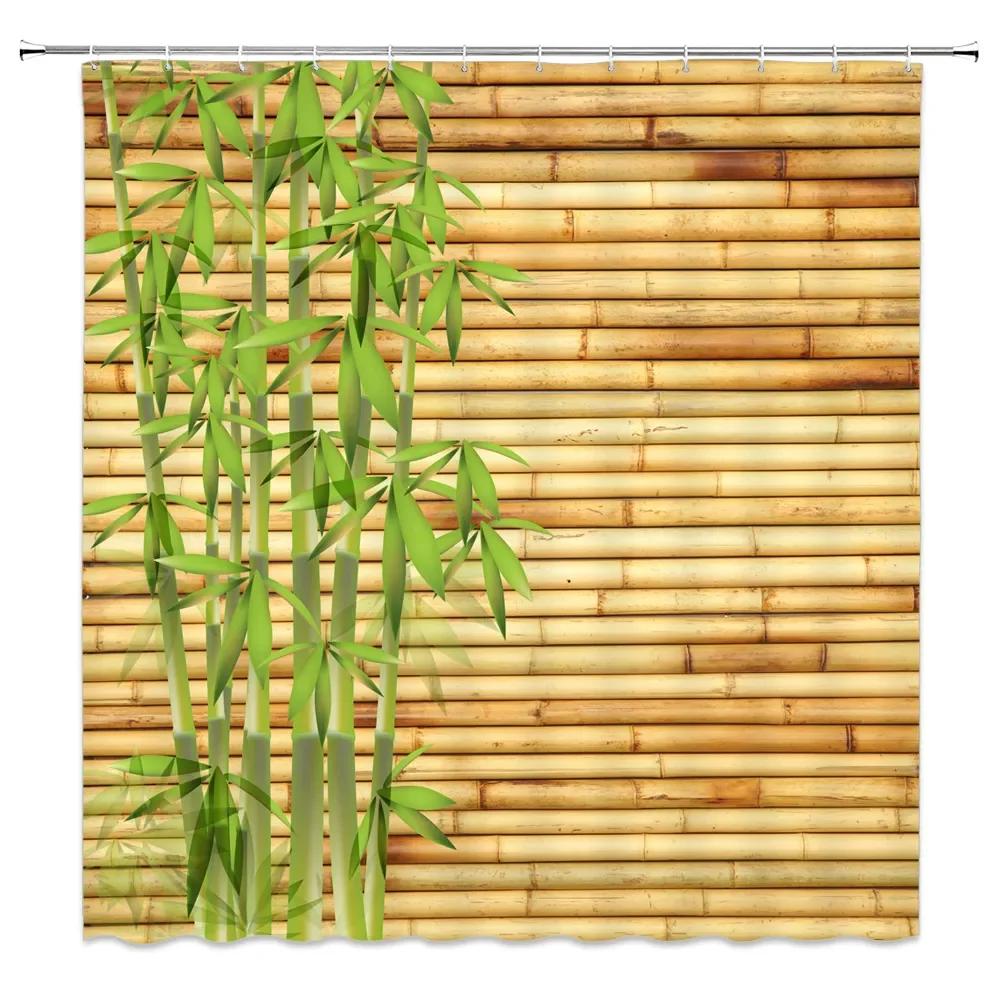 Panda Bamboo Shower Curtain, Cartoon Funny Cute Blue Sky Rainbow Kids Bamboo Forest Animals Birds, Bathroom Decorative Fabrics