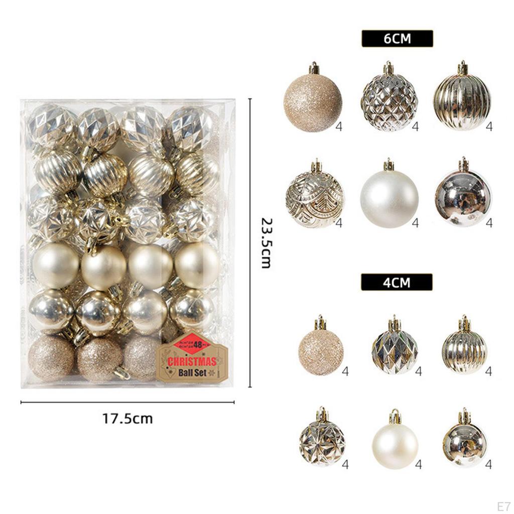 48 Pieces Christmas Balls Pendant Shatterproof for Party Wedding Decor