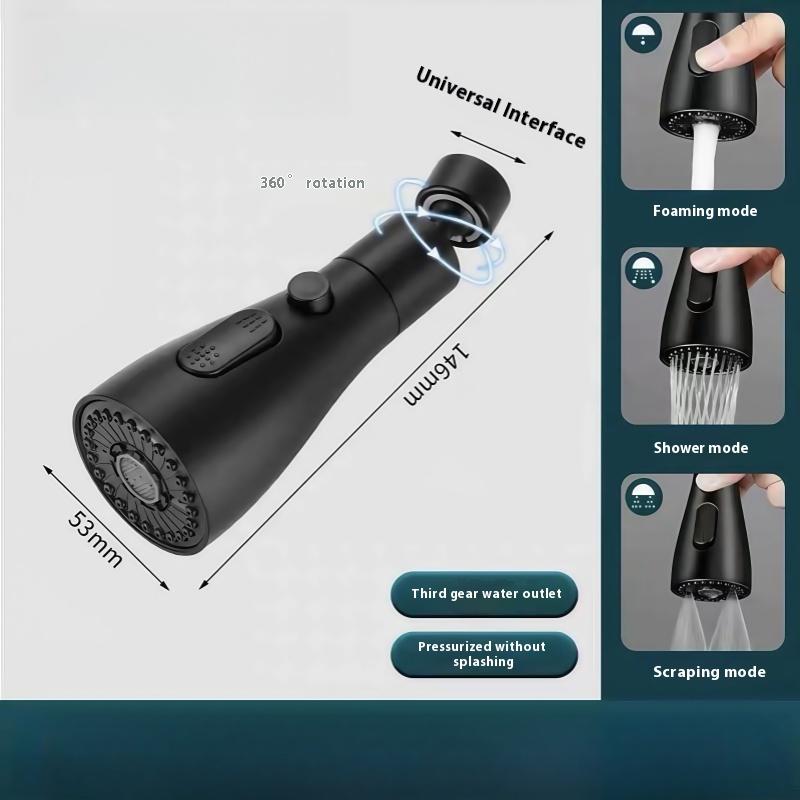 Кухонная душевая лейка с 3 режимами Кухонный кран Вращающийся на 360° Промывной Кран-распылитель высокого давления Сменный кухонный смеситель с 3 кнопками