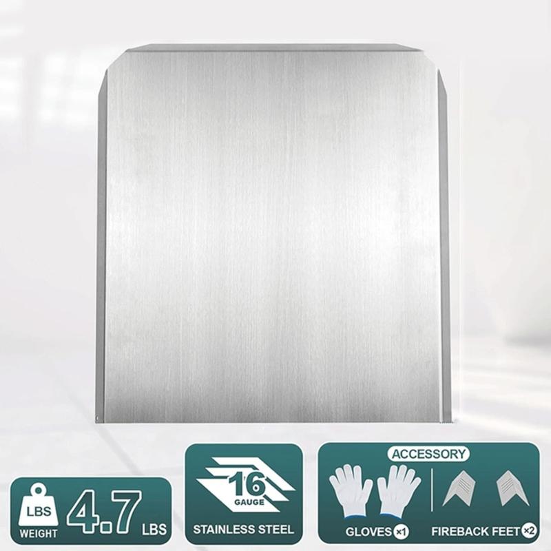 Heat Efficient Fireplaces Back Panel Adjustable Steel Heat Reflectors With Protective Base & Installation Gloves for Home