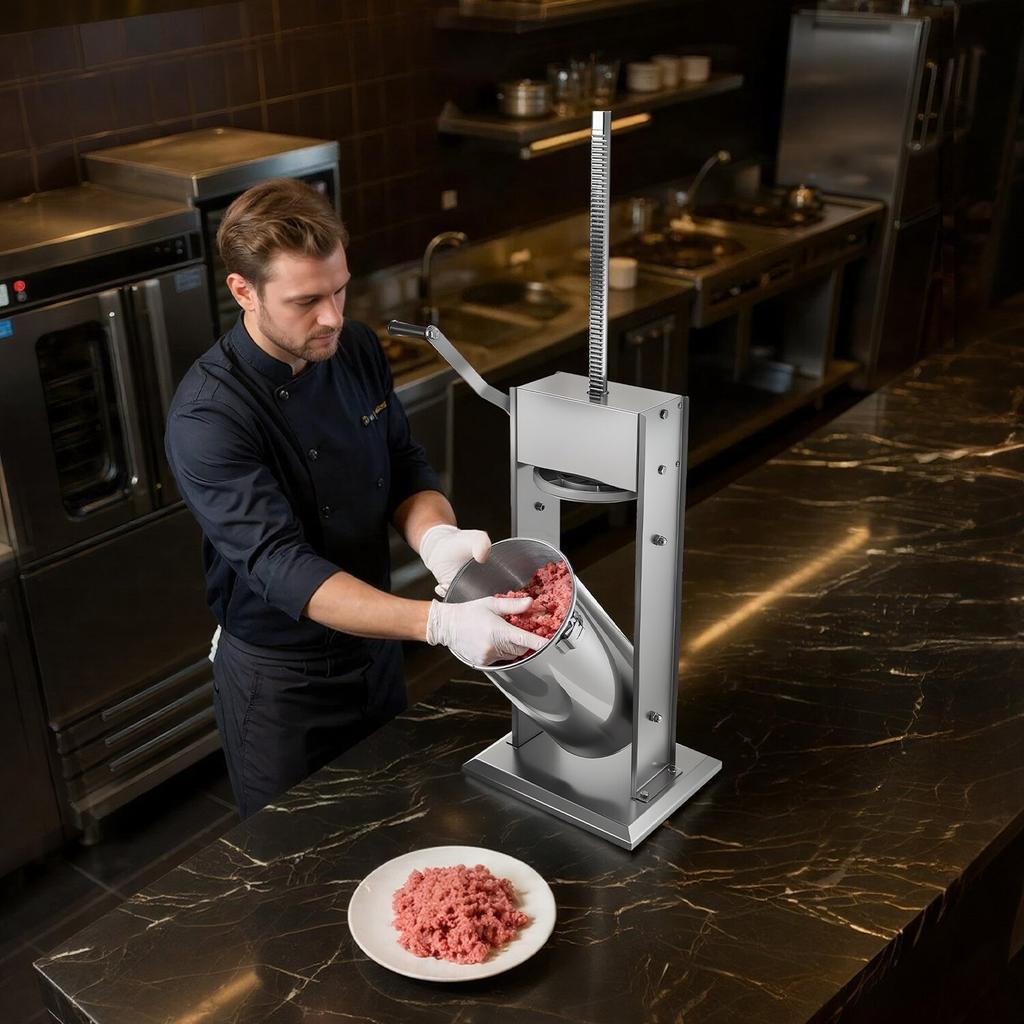 Manual Sausage Stuffer, 33 LBS / 15 L Vertical Meat Stuffer, Heavy Duty Sausage Casing Meat Stuffing Machine, Dual-Speed Stainless Steel Filler with 5