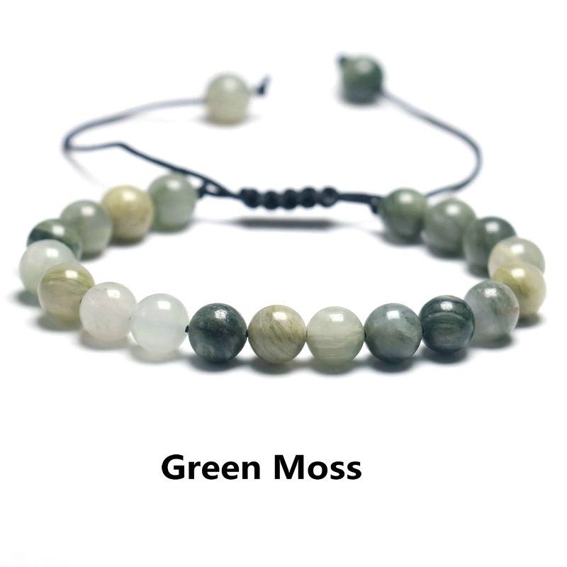 Perlenarmband für Frauen, 8 mm Stein, lila Streifen, Achat, geflochtenes Seil, Bettelarmband, Meditationsarmband für Paare, Schmuck für Männer