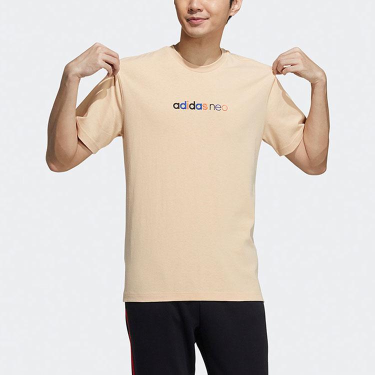 Adidas Neo Logo Embroidered Knit Sports T-Shirt Men Tops Amber-Yellow GP4828