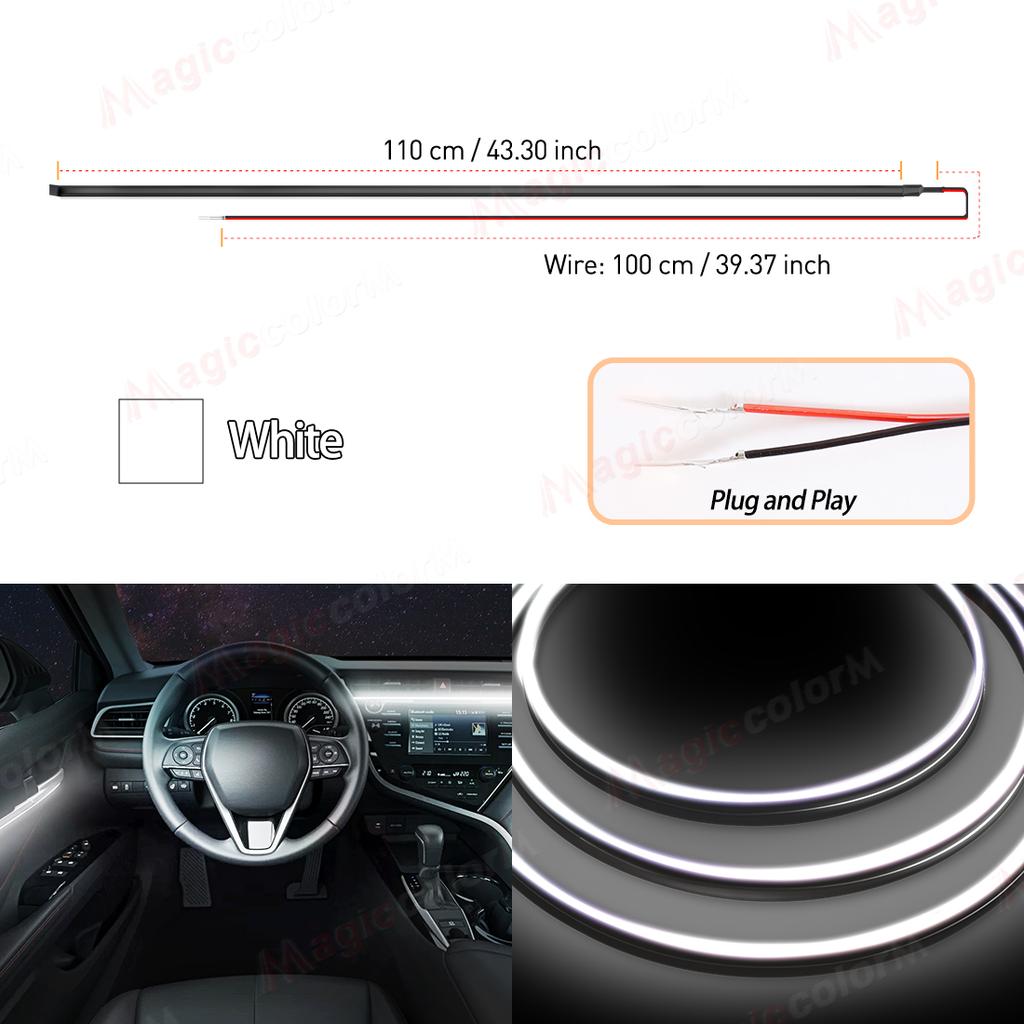EL Wire Car LED Ambient Light Car Interior Decorative Lamp For Universal DIY Flexible Hidden Cuttable Colour Acrylic Strip 110cm