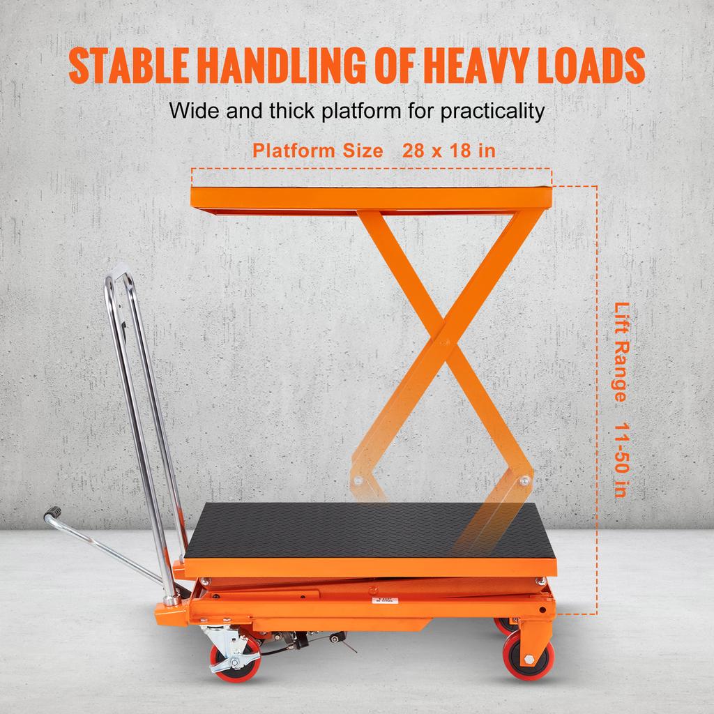SucceBuy 330/770/1760Lbs Lifting Platform Hydraulic Car Lift Table Cart Heavy Duty Double Shear Wheelbarrow for Repair Motorcycl