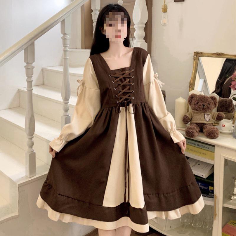 

Платье с темно-синим воротником в академическом стиле с длинным рукавом для миниатюрных и полных женщин, ранняя осень 2024 2XL