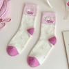 Australian Velvet Pink Fleece-Lined Women's Mid-Calf Cartoon Socks - Thick, Warm, and Fluffy Sleep & Floor Socks.