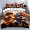 Happy Cartoon Dogs with Flowers Bedding Duvet Cover Set  (1*Duvet Cover 2*Pillowcases, without duvet insert)
