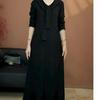 2025 Autumn/Winter Women's Long-Sleeve Loose Slimming Mid-Length Solid Color Dress
