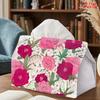 2D Flat 1pc, Tissue Box. Exquisite Floral Pattern Napkin Dispenser, Reusable, Daily Desktop Tissue Organizer, Suitable for Kitchen Living Room Bedroom