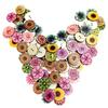 Wooden Buttons, Vintage Button Decorations, Children'S Painted Printed Diy Double-Hole Buttons, 100 Pieces Per Pack