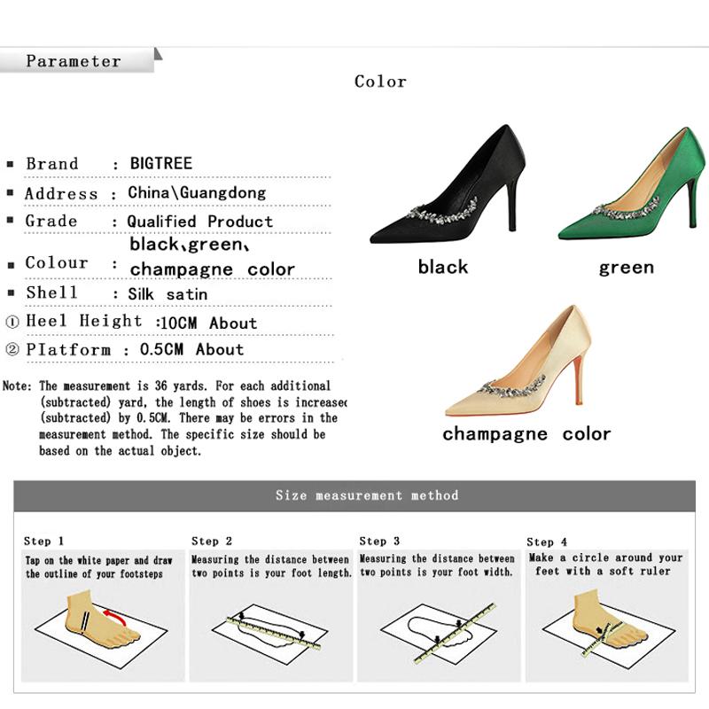 Fashion 2025 NEW silks satins Women Pumps Rhinestone design High Heels Stilettos 10 cm and 7 cm Luxury banquet shoes Sexy party shoes