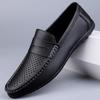 Men's Shoes Luxury Brand Business Leather Shoe Hollow Out Breathable Casual Shoes Moccas Slip On Loafers Light Driving Shoes