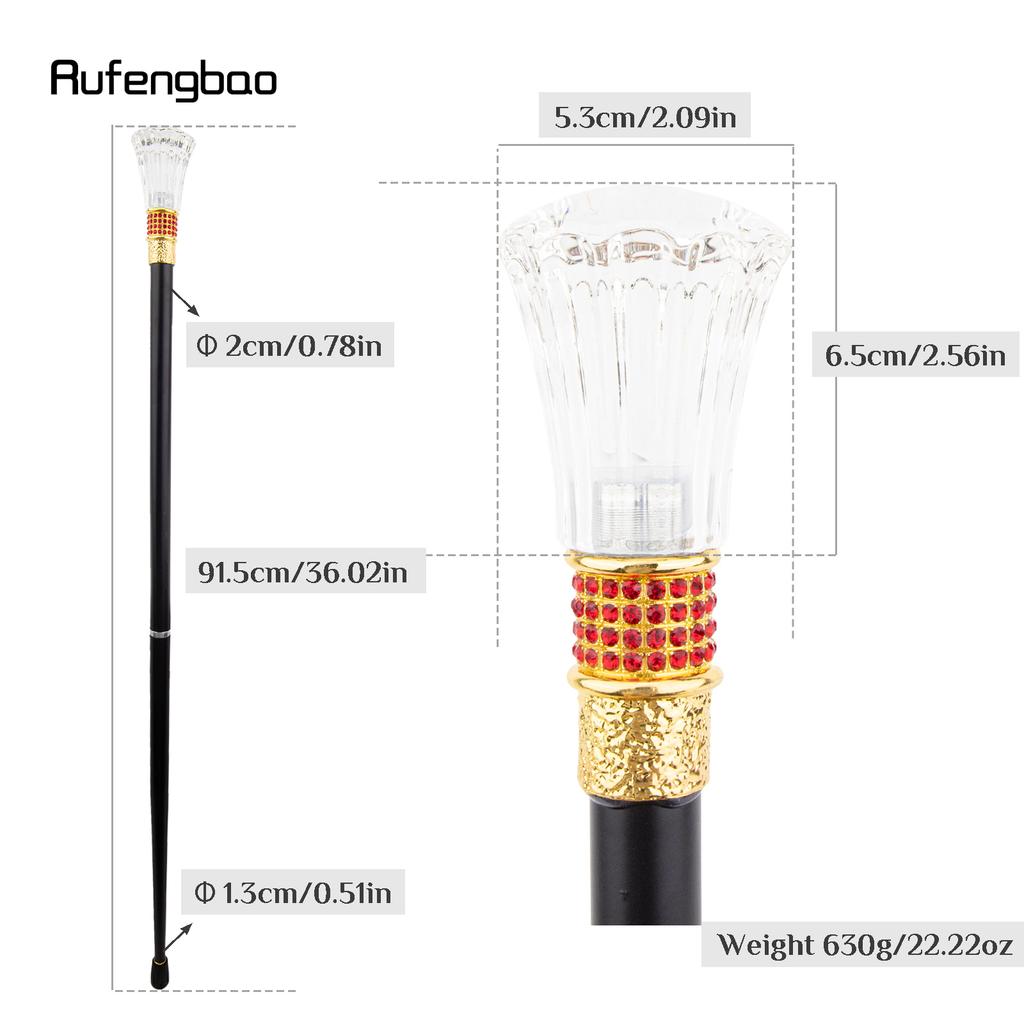 Průhledná skleněná koule Zlatá červená slitina Pohádkové hůlky pro dívky Princezna Vycházková hůl Hůlka Cosplay Svatba Narozeninová oslava 92cm