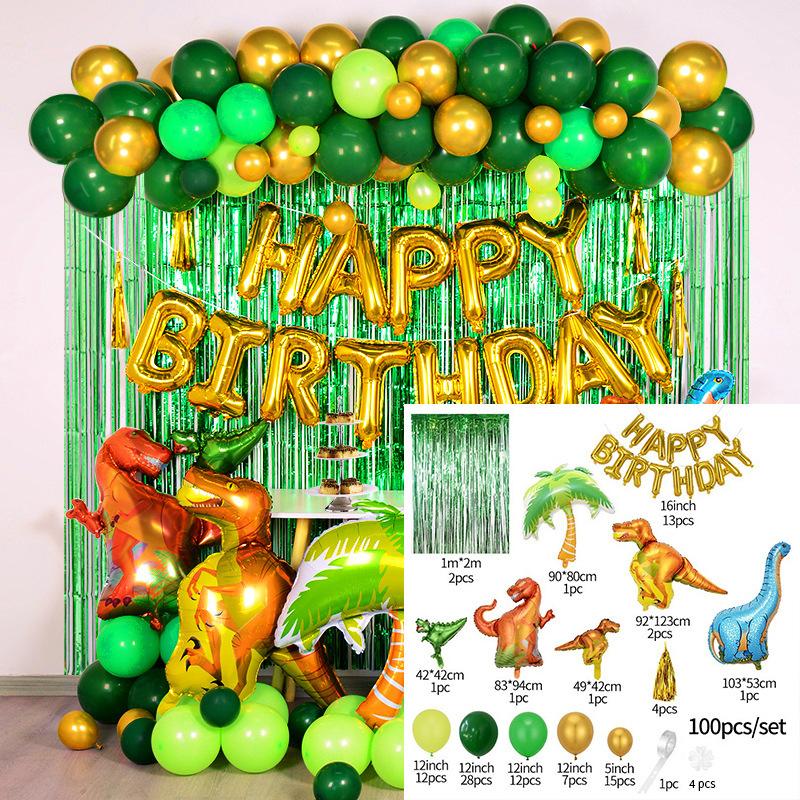 Cartoon Dinosaur Theme Cake Toppers Cute Dino Balloon Decorations Banner Tableware Set Birthday Party Supplies Baby Shower Favor