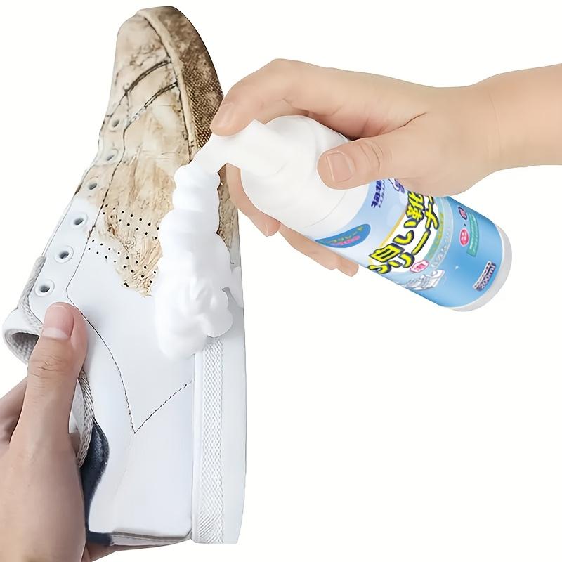 Weißer Schuhschaumreiniger-200ml für Sneaker Canvas & Faux - Nicht ausspülen Formel, Fleckenentferner & Aufhellungsmousse Mühelose Reinigung