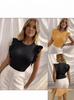 Spring/Summer European & American Women's Ribbed Knit Ruffle Sleeve Round Neck Slim Fit T-shirt