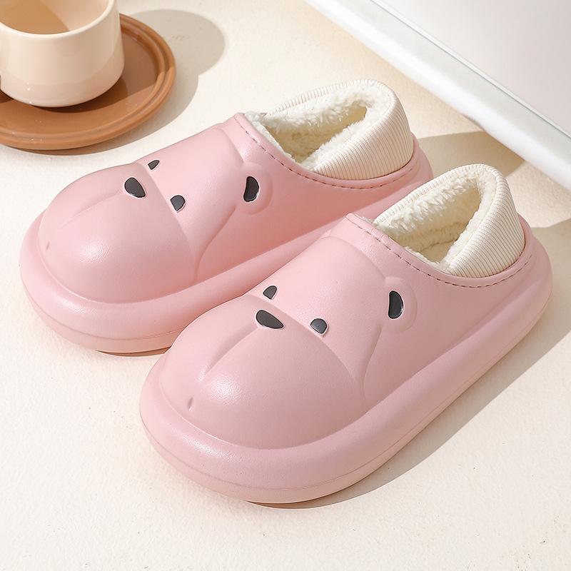 Bear Waterproof Cotton Slippers Women's Winter Bag and Bag Head Indoor Home Non-slip and Warm Cotton Mop Men's Winter