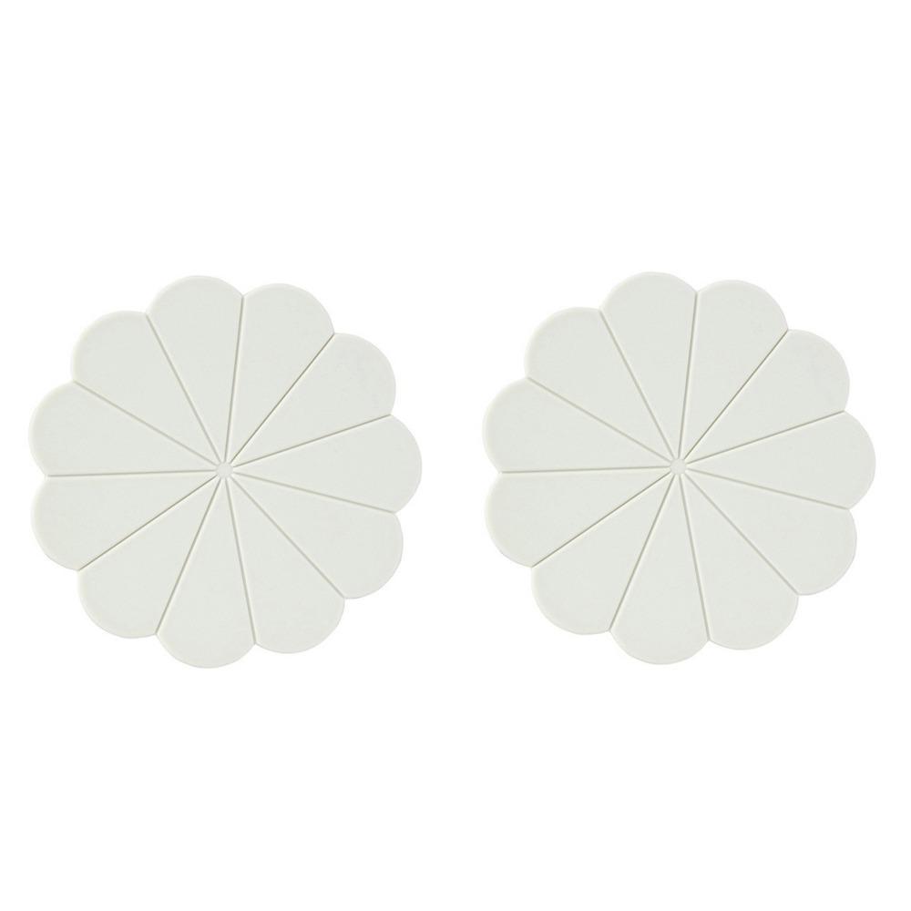 2PCS Anti Scalding Flower Shaped Silicone Mat Heat Resistant Table Mat Water Cup Mat Dining Table белый