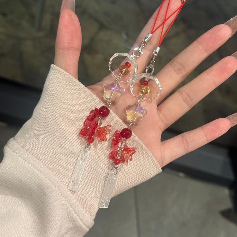 Transparent Keychain Wind Chime Keyring Phone Lanyard Kawaii Bag Home Decor Accessory