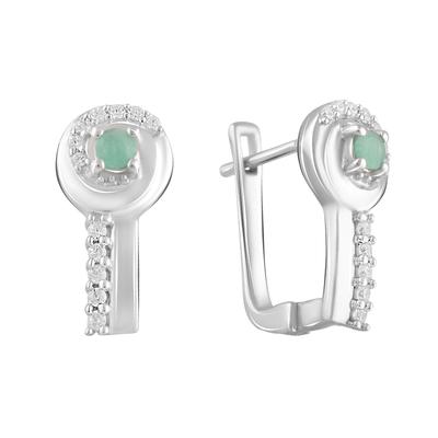 Cercei din argint cu smarald natural 0.19ct (2106265)