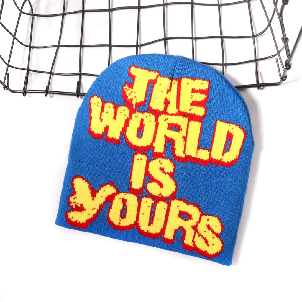 No Brand Knitted Hat With Letter Pattern For Streetwear And Winter Warmth