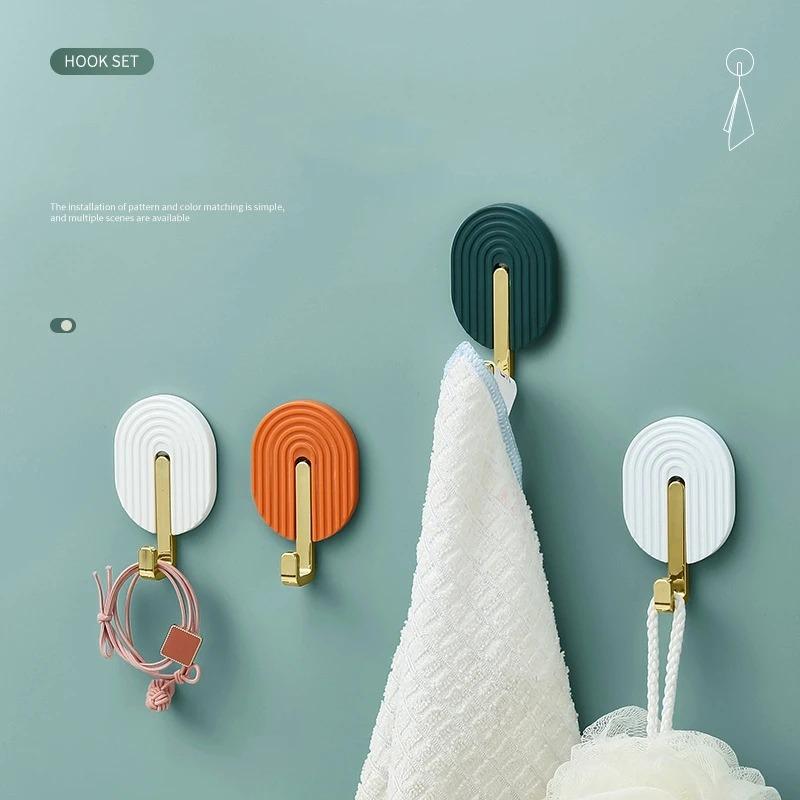 4PCS Wall Plastic Self-Adhesive Hook Multifunctional Bathroom Towel Rack Kitchen Strong Nano Glue Hook Door Rear Bag Hat Hanger