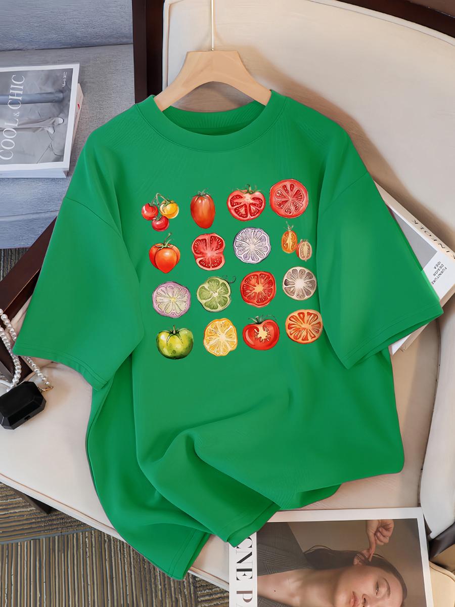 

Футболка с таблицей сортов томатов Женская летняя модная одежда Хлопковая уличная с коротким рукавом Повседневные хип-хоп футболки 4XL