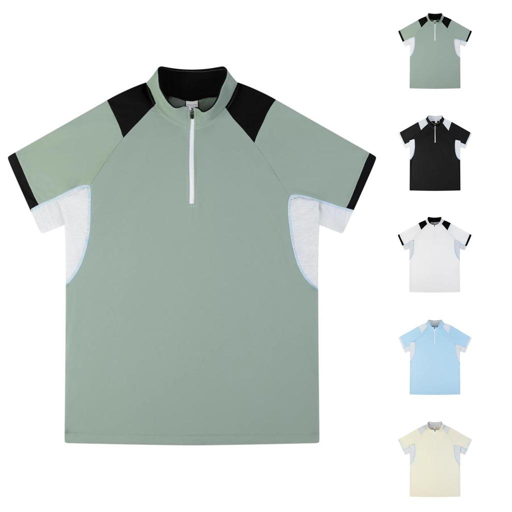 Men's Quick Dry Stand Collar Athletic T-shirt, Short Sleeve Running Casual Workout Tops