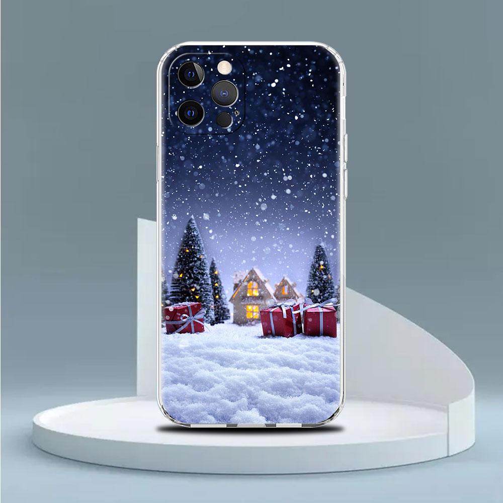 Snowflake Snow Christmas Clear Case For Apple iPhone 11 14 13 Pro 12  7 8 Plus SE 2022 XR X XS Max 6 6S Silicone Phone Cover