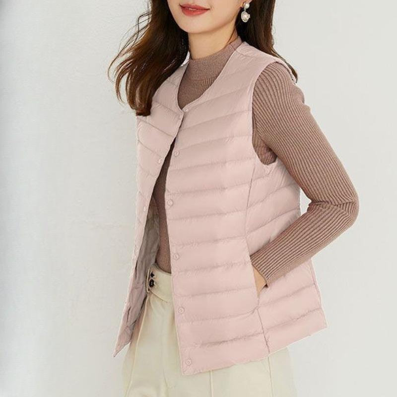 Women Sleeveless Puffer Jacket Spring Winter Female White Duck Down Ultra Lightweight Packable Warm Down Liner Vest