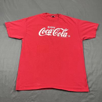 Vintage 1998 Coca-Cola Férfi XL 46-48 Hanes Nehézsúlyú Címke Piros Póló
