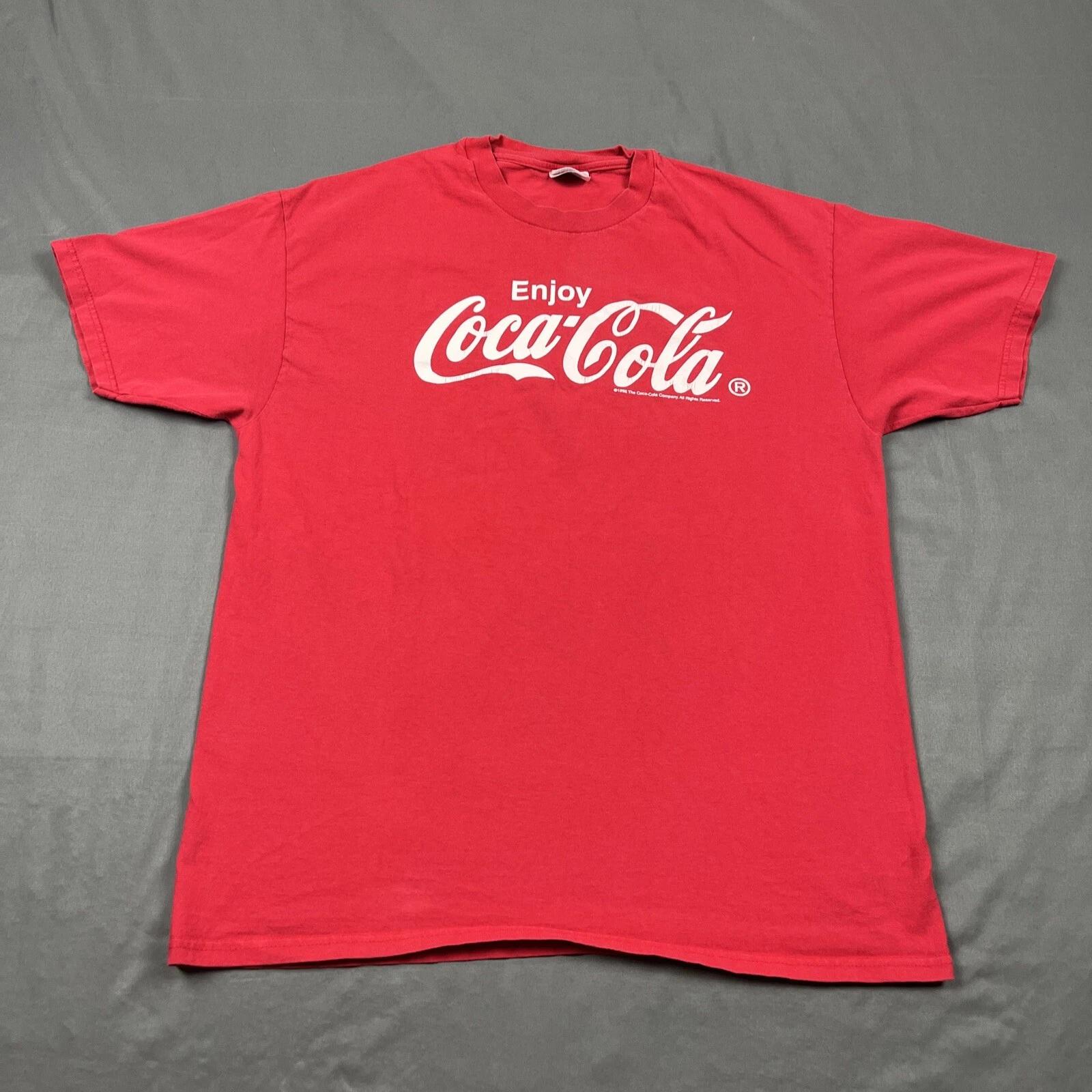 Винтажная мужская красная футболка Hanes Heavyweight с биркой Coca-Cola, размер XL 46-48, 1998 г. XL