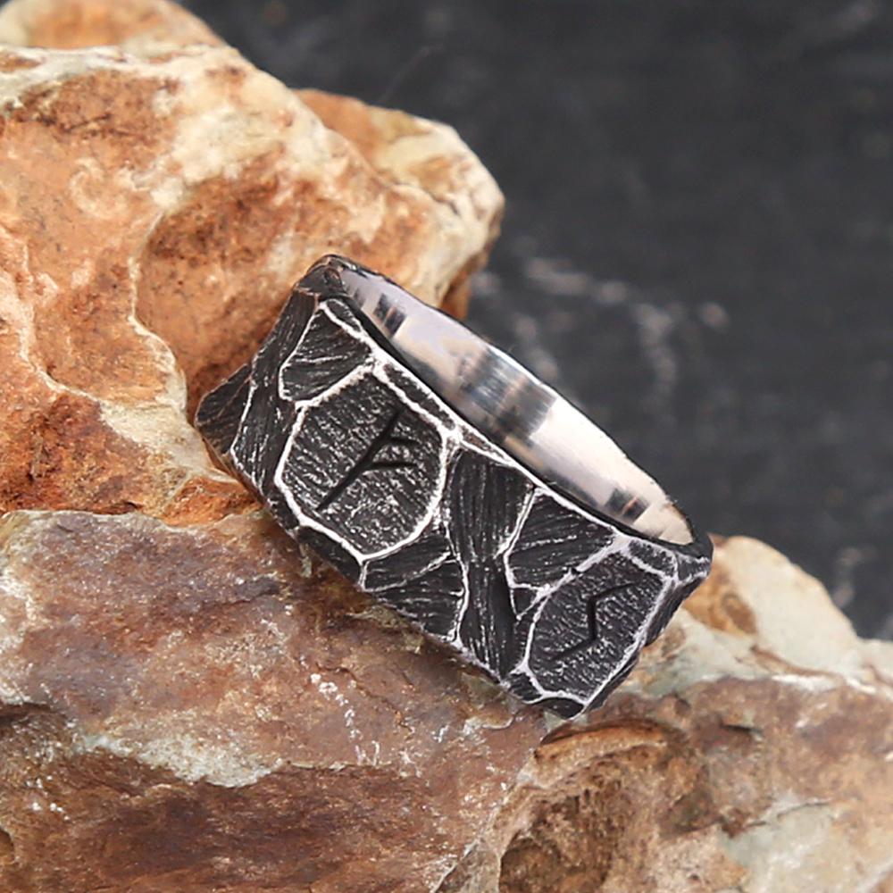 Vintage Stainless Steel Nordic Viking Rune Rings For Men Women Fashion Punk Biker Couple Amulet Ring Jewelry Gift