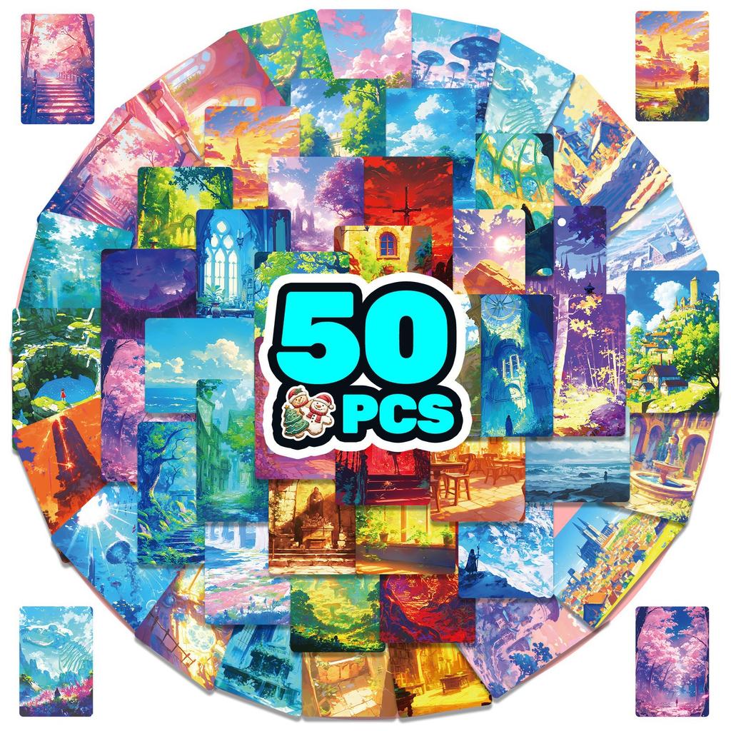 50 Pictures Ins Game Animation Scene Cartoon Graffiti Stickers Two-dimensional Beautiful DIY Suitcase Notebook