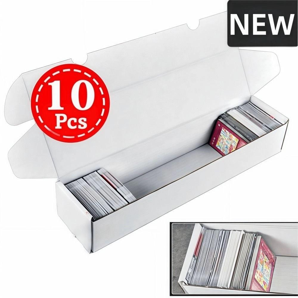10PCS Large Capacity Trading Card Storage Box Portable Cardboard Sports Card Box White Sturdy Baseball Card Box