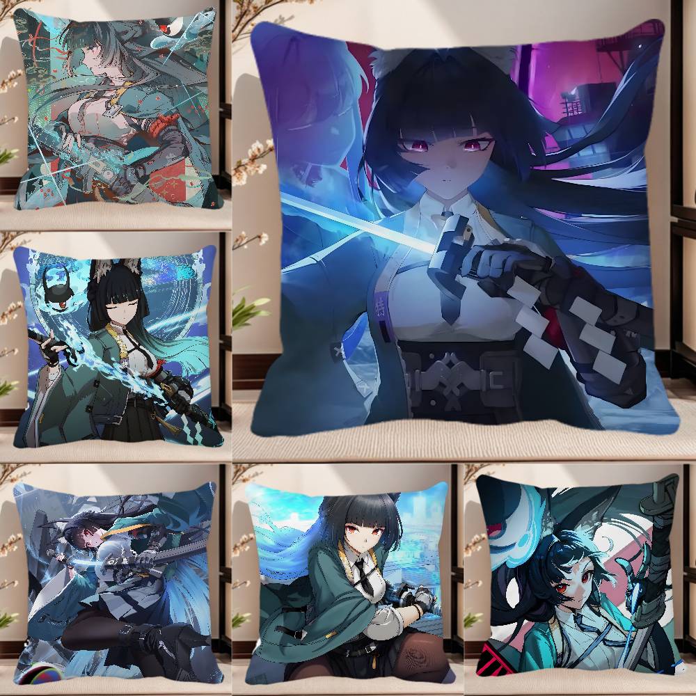 Game Zenless Zone Zero Hoshimi Miyabi Pillow Case Square Pillow Bedroom Sofa Leisure Comfort Cushion Car Home Decoration
