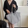 Large Capacity Plaid Women's Canvas Shoulder Bags Simple Commuter Female Shopping Bag College Girls Book Tote Travel Handbags