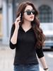 Women's Slimming Long Sleeve Turn-Down Collar T-Shirt - New Autumn Versatile Fashion Top 2025