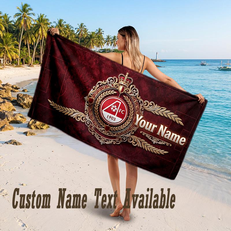 Aberdeen FC Design Beach Towel Custom Text Large Towel for Beach Vacation