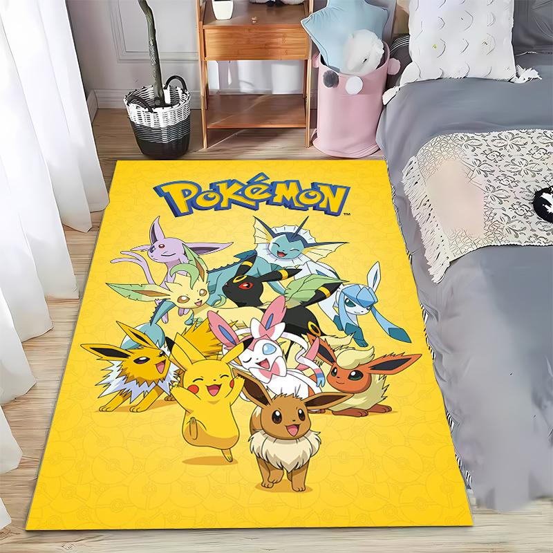 Japanese Anime Pokemon Pikachu Eevee Large Area Rug 3D Carpet Home for Living Room Kids Bedroom Sofa Doormat Children Floor Ma