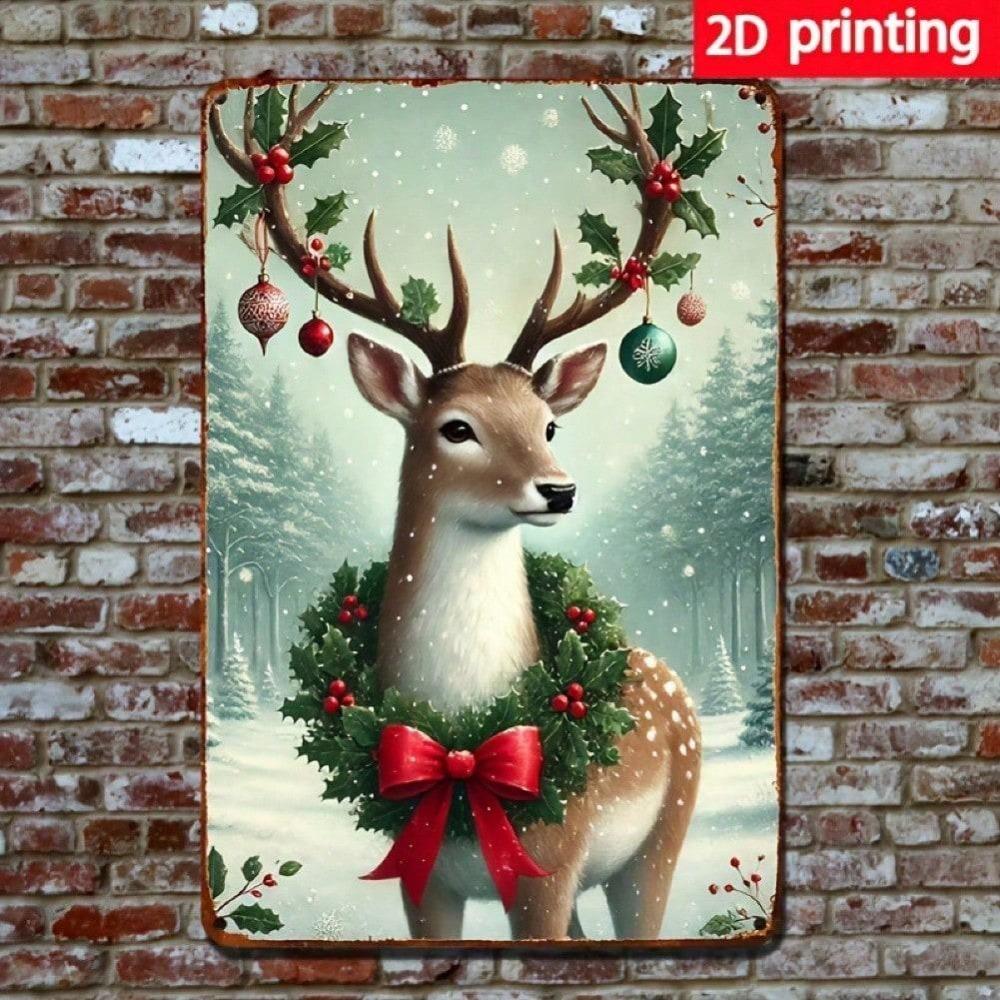 

Vintage Reindeer Metal Tin Sign 8x12 Inch for Home Bar Cafe Garage Wall Decor 20x30 разноцветный